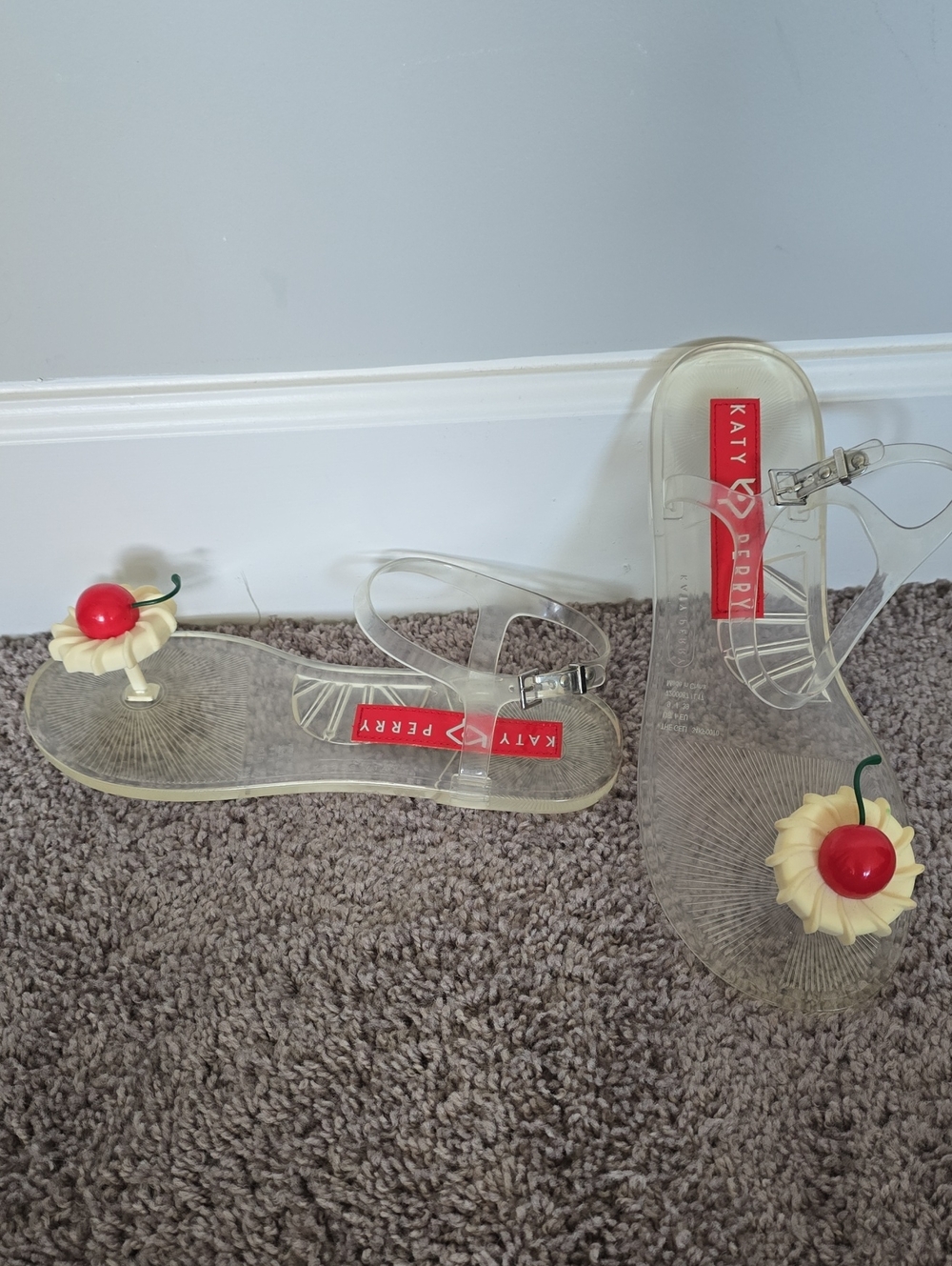 Katy Perry clear The Geli whipped cream/cherry plastic sandals-9